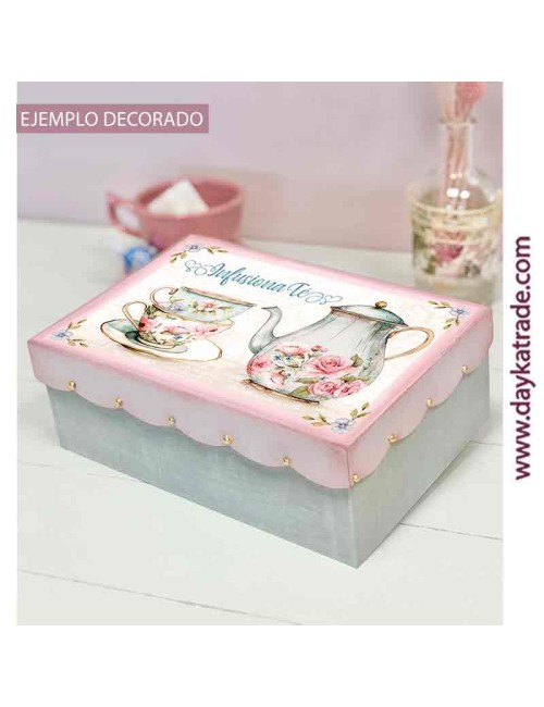 Caja con tela prediseñada para té o infusiones rectangular