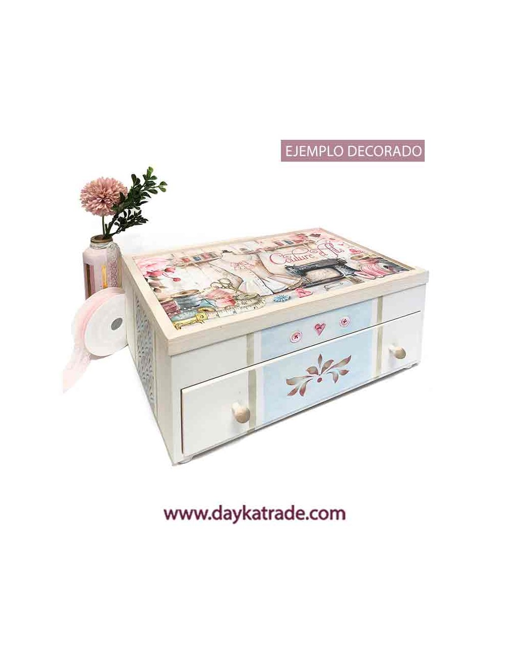 Caja costurero con tela pre-diseñada