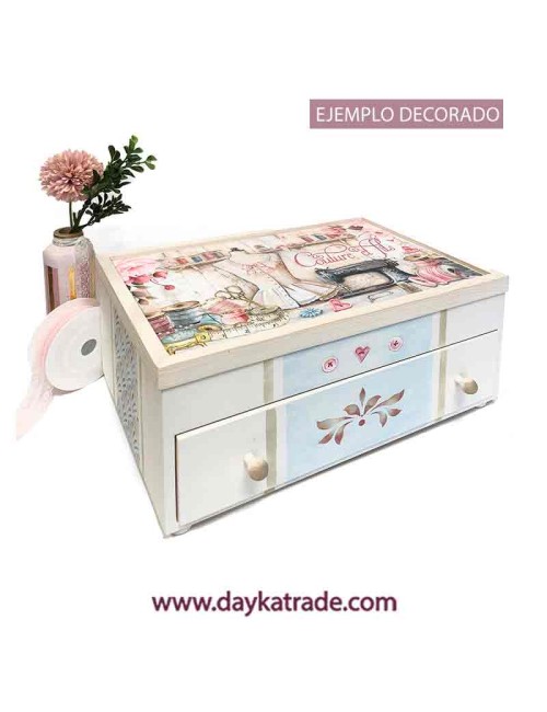 Caja costurero con tela pre-diseñada