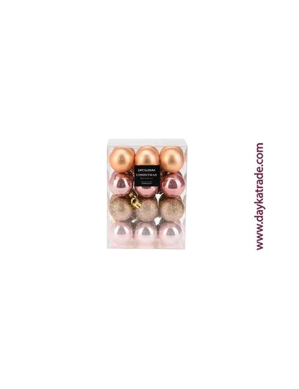 24 bolas de 3 cm rosas / oro