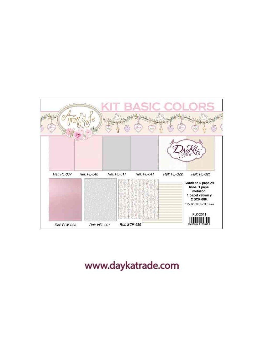 Kit de papeles basic colors colección "amor y fe" rosas
