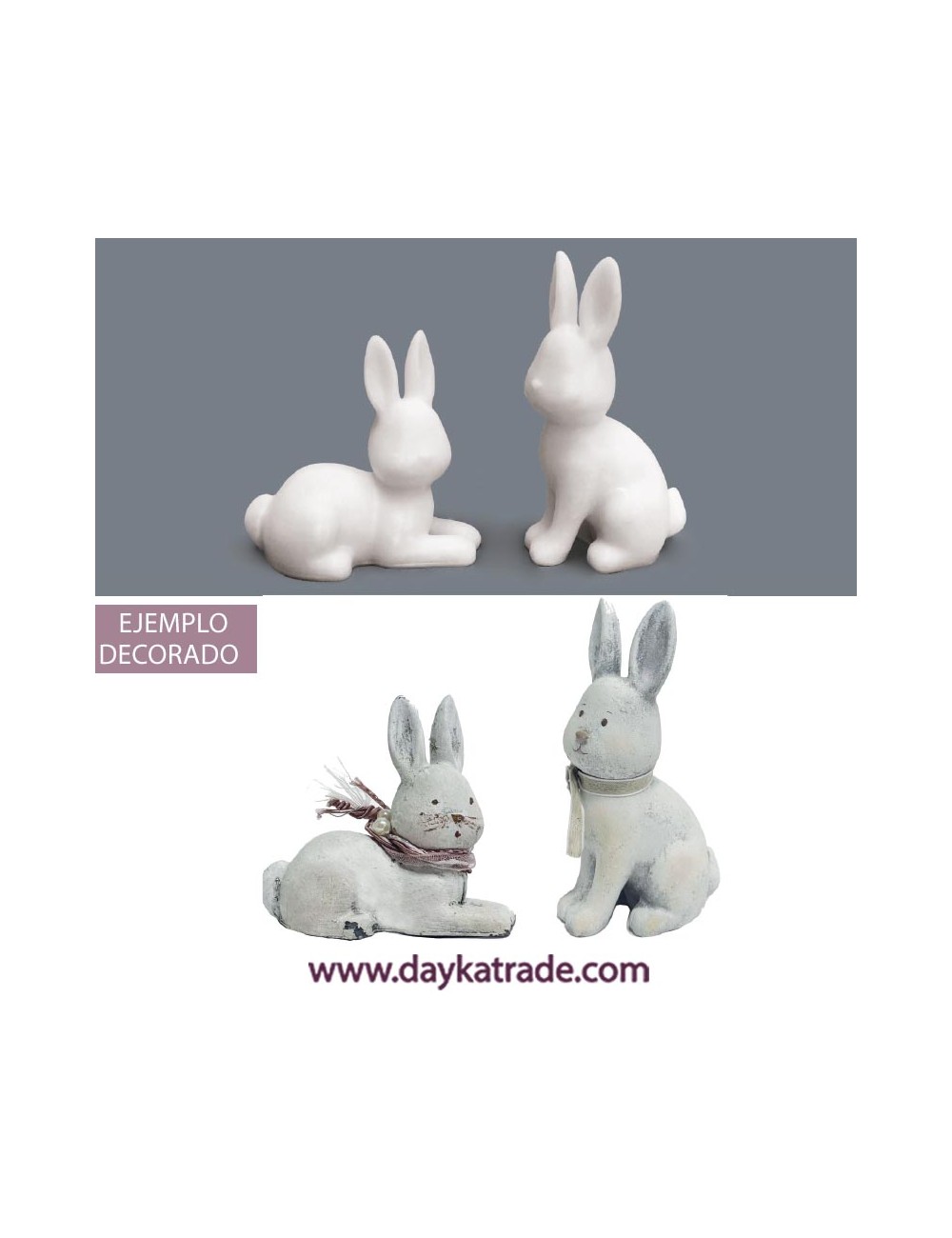 Figura de resina pareja de conejos