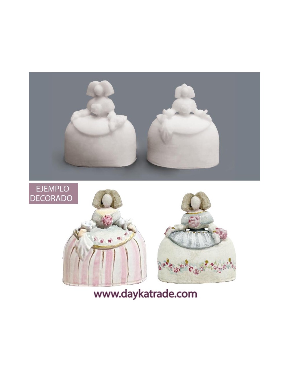 Pareja de figuras de resina meninas pequeñas