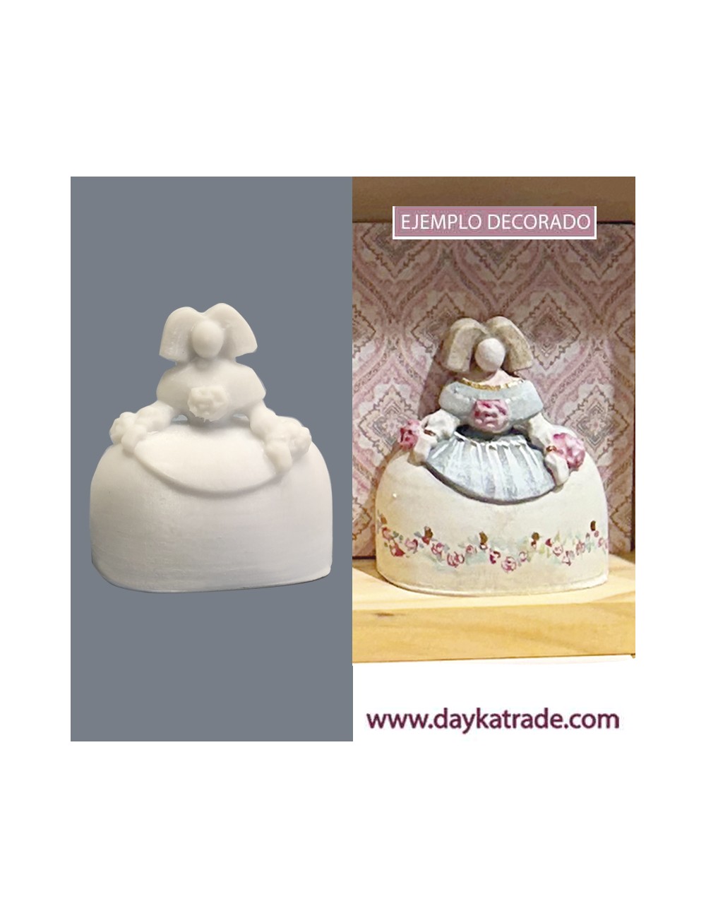 figura de resina de media menina flores