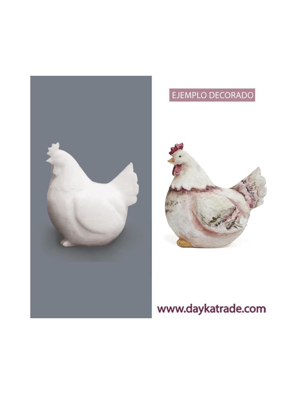figura de resina de media gallina