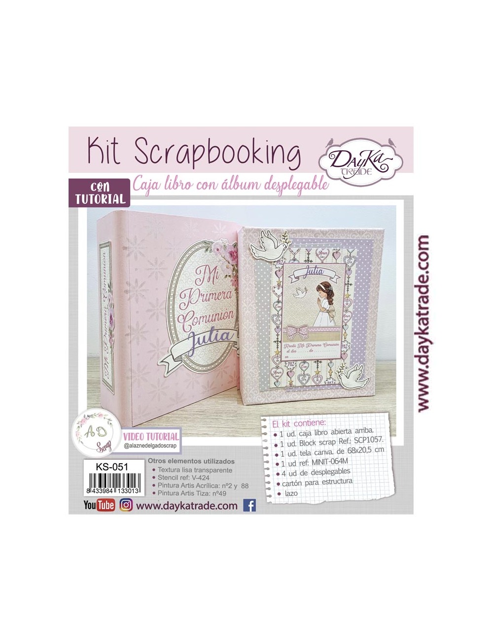 Kit scrap caja libro álbum desplegables niña