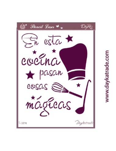 Stencil A4 "en esta cocina pasan cosas mágicas"