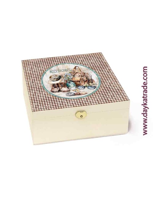 Caja de accesorios con tela prediseñada