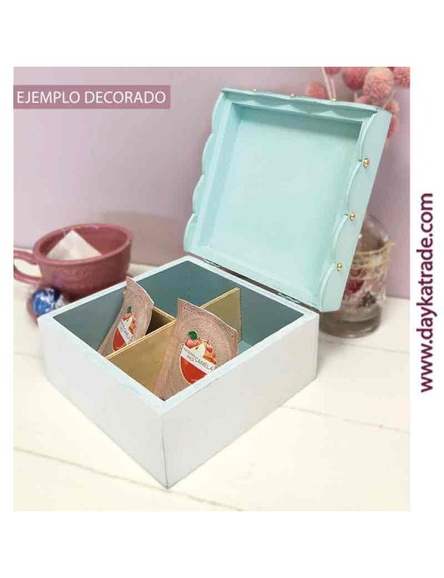 Caja con tela prediseñada para té o infusiones cuadrada