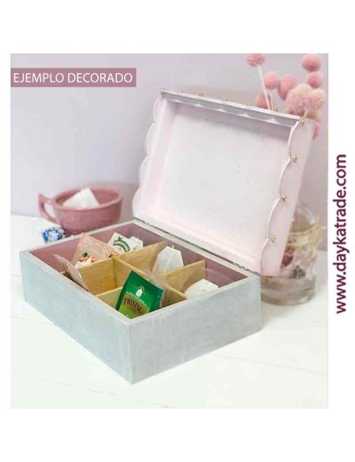 Caja con tela prediseñada para té o infusiones rectangular