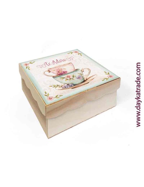 Caja con tela prediseñada para té o infusiones cuadrada
