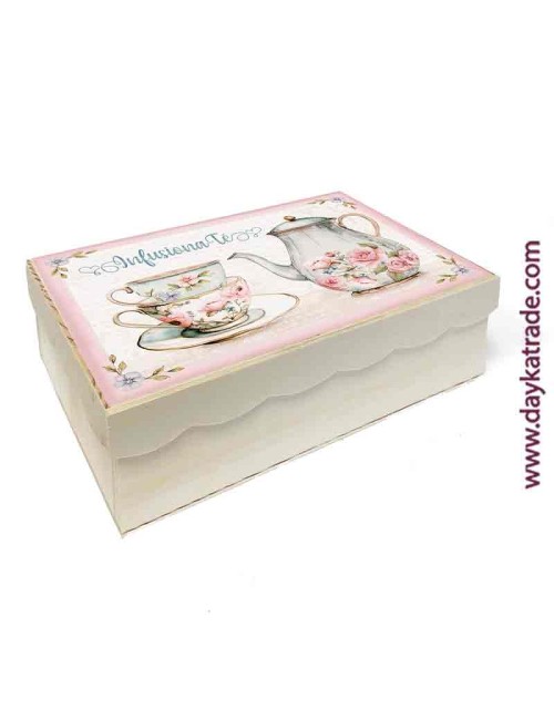Caja con tela prediseñada para té o infusiones rectangular