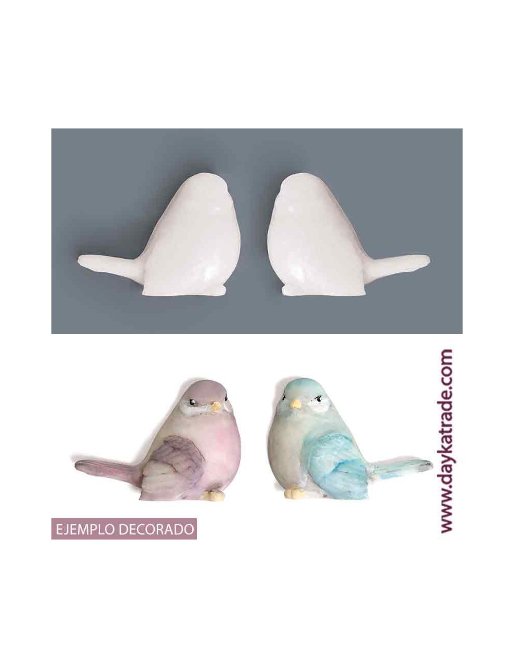 Set de dos figuras de pájaros planos de resina