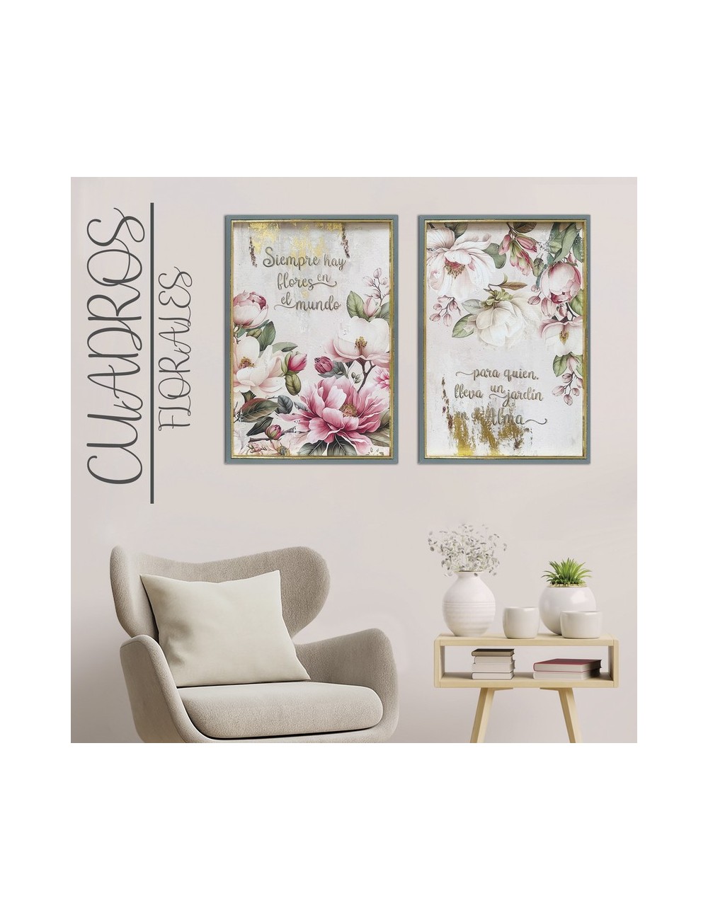 pareja de cuadros de flores
