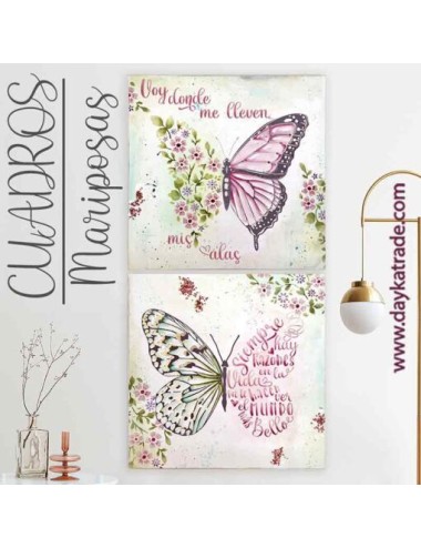 Cuadros mariposas  set de dos de 40 x 40 cm