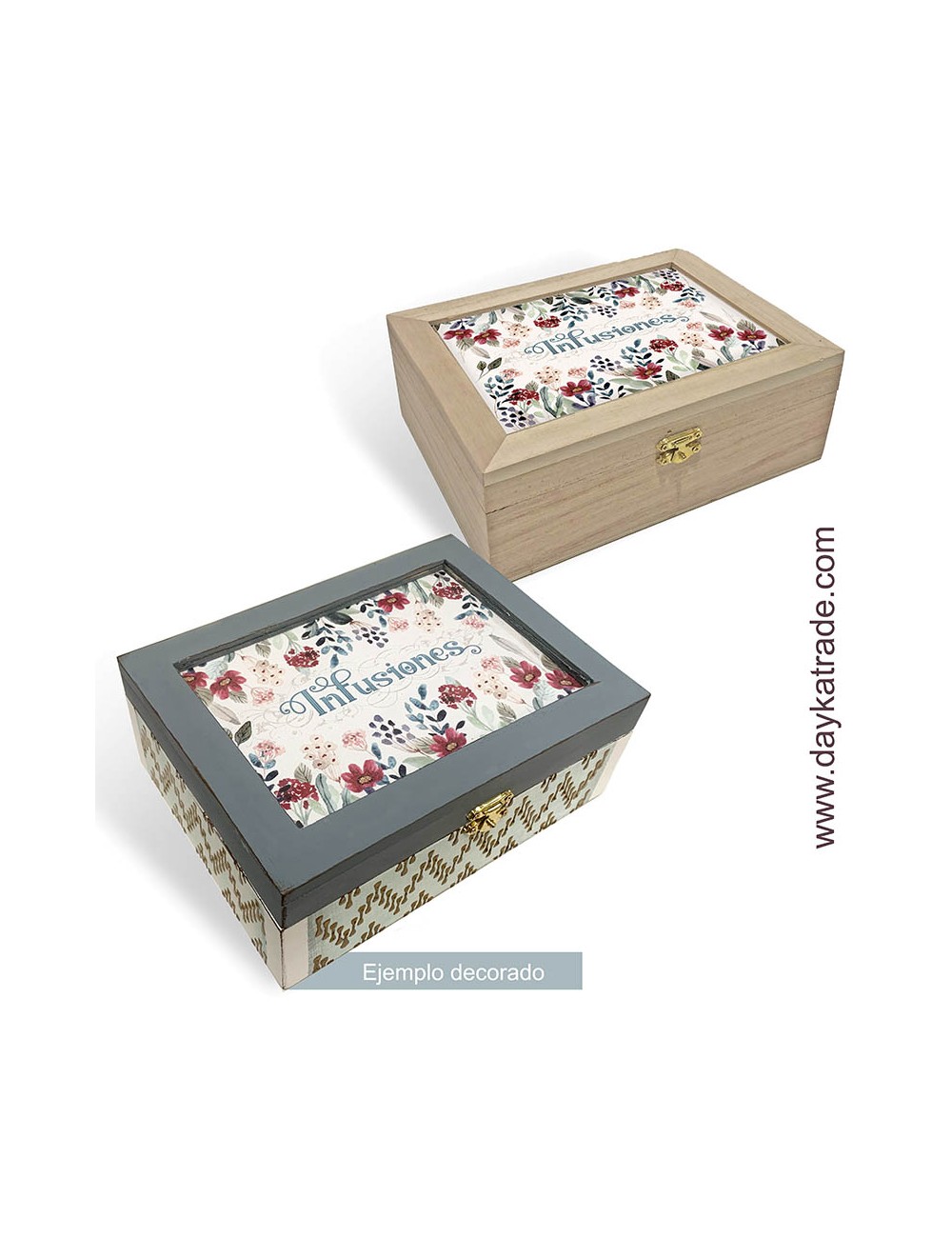 Caja con tela prediseñada para té o infusiones rectangular