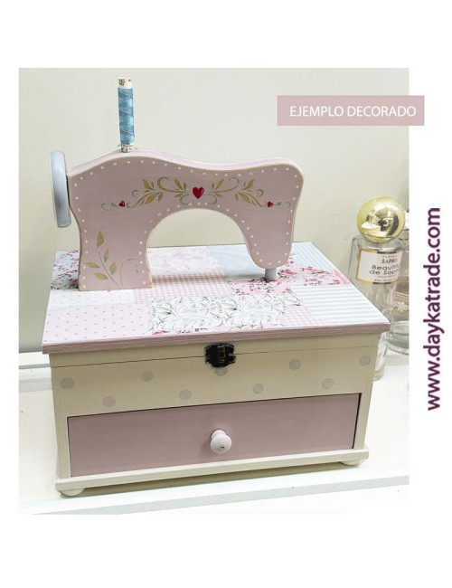Caja costurero con máquina de coser