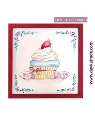 Lienzo cupcake con fresa
