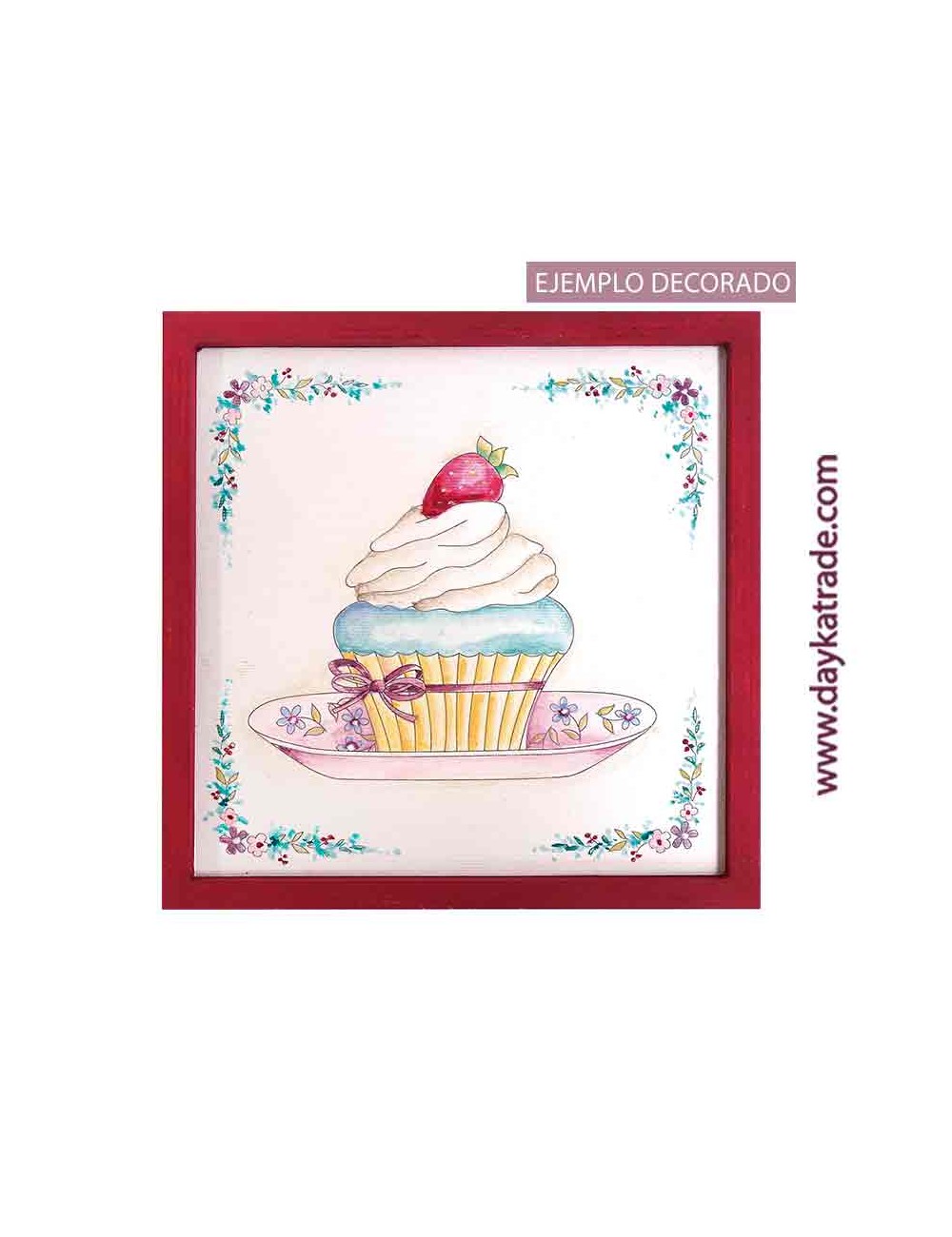 Lienzo cupcake con fresa