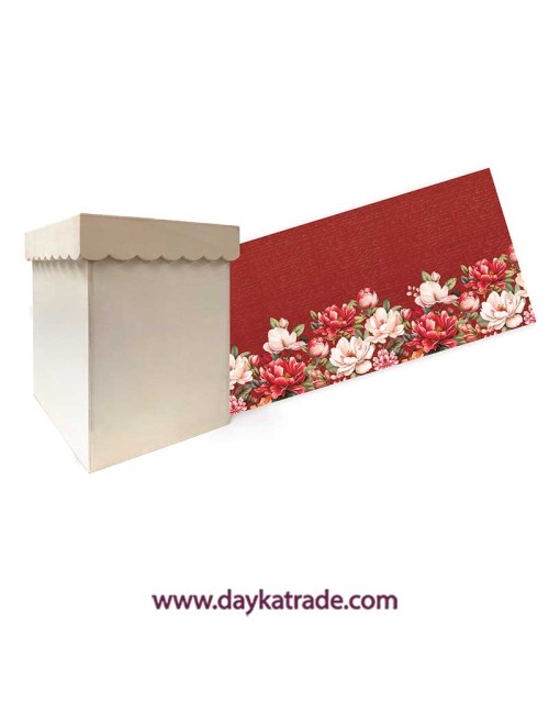 Caja De madera con Tapa ondas y prediseñado de flores