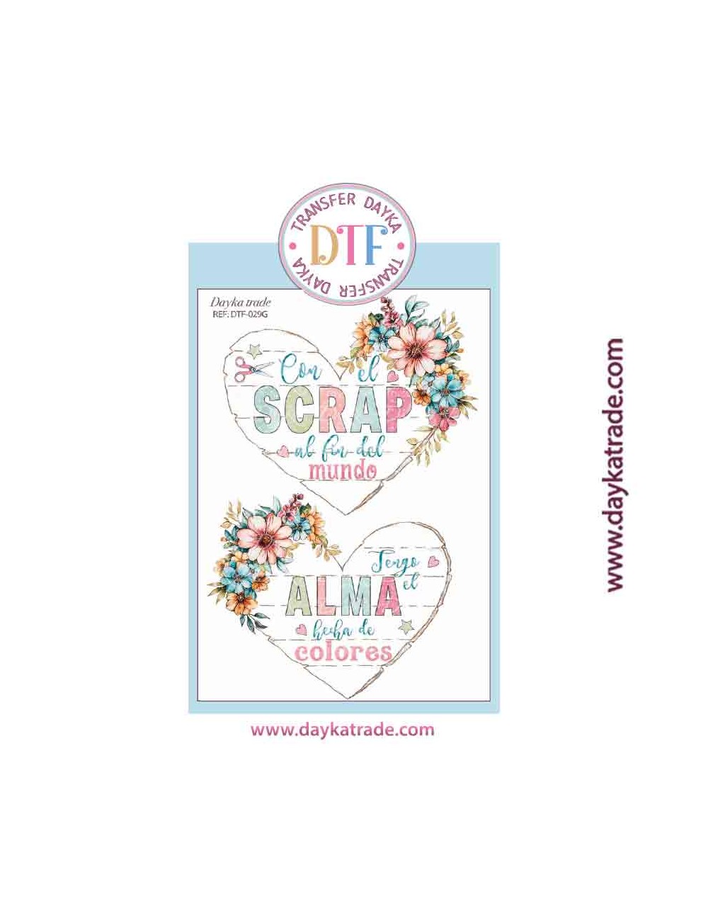 Transferencia textil con dibujos de corazones "scrap"