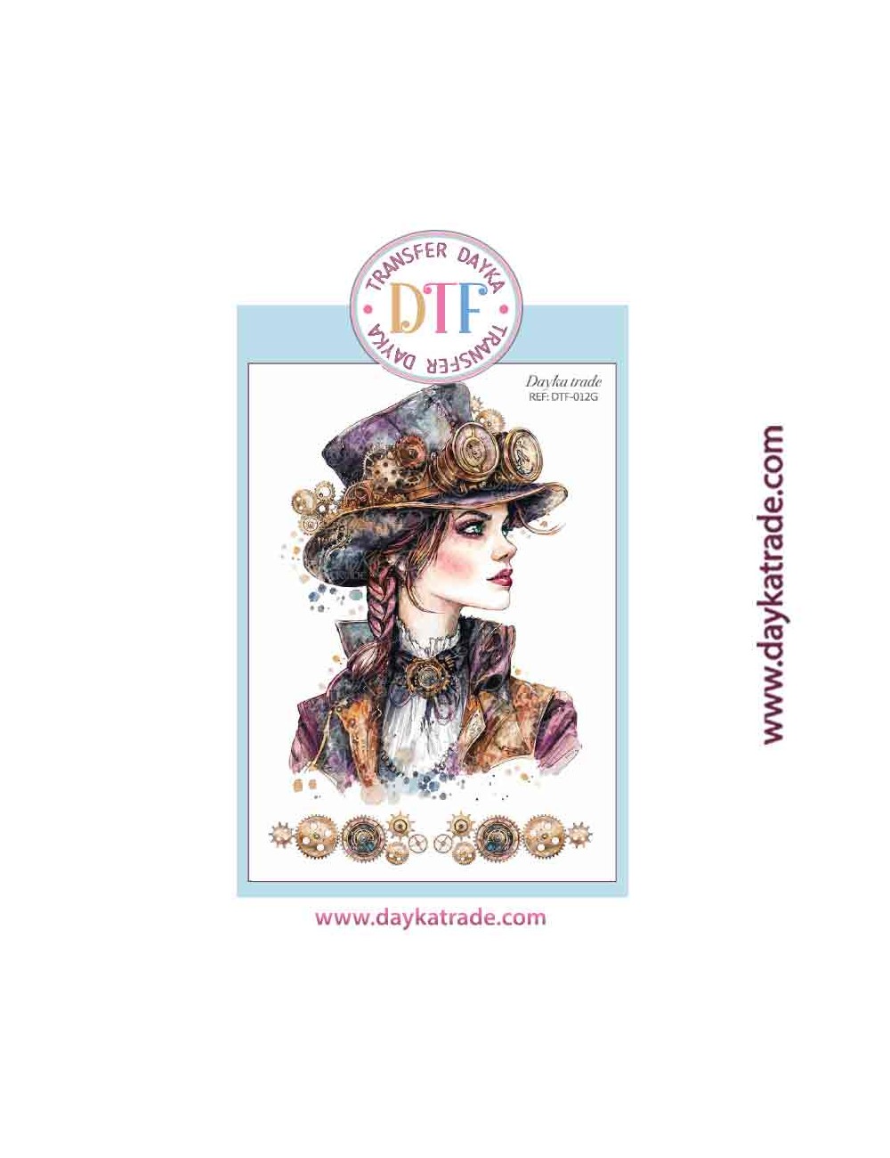 Transferencia textil con dibujo de chica steampunk
