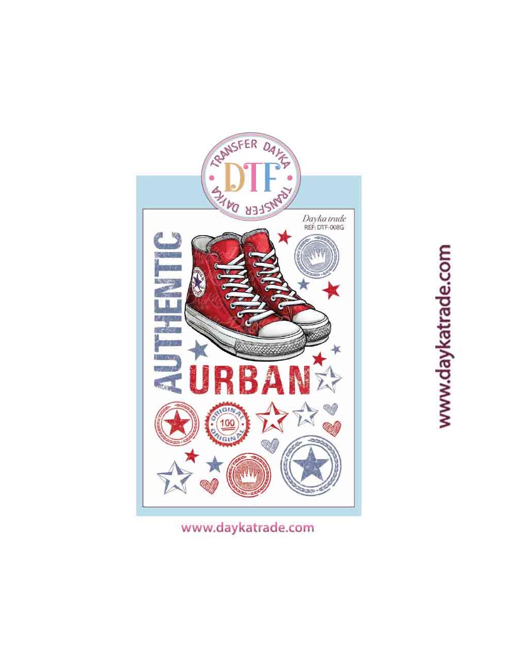 Transferencia textil con dibujo de zapatillas rojas