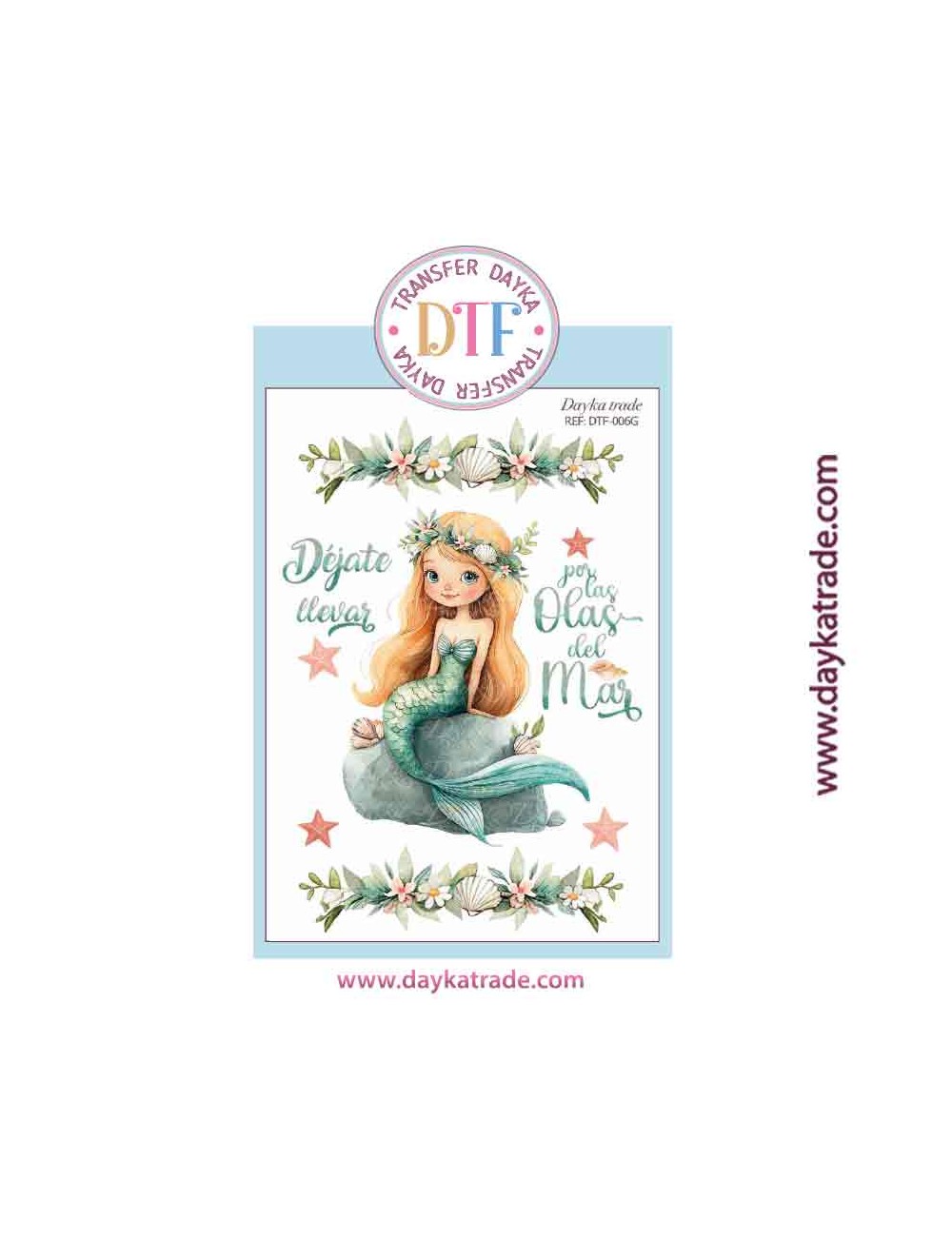 Transferencia textil con dibujo de sirena