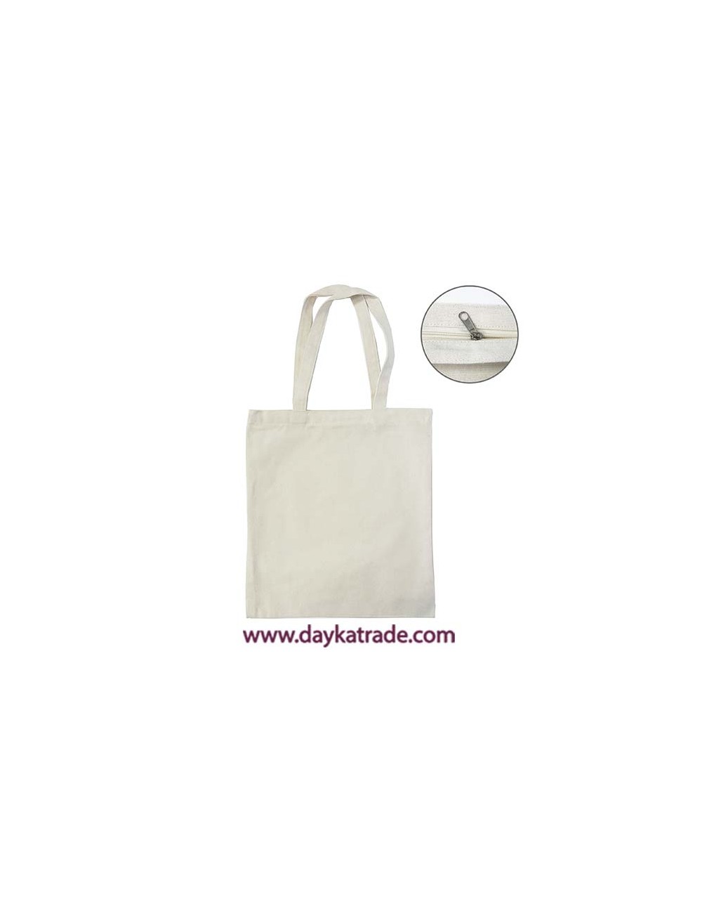 Tote bag tela saco crema con cremallera