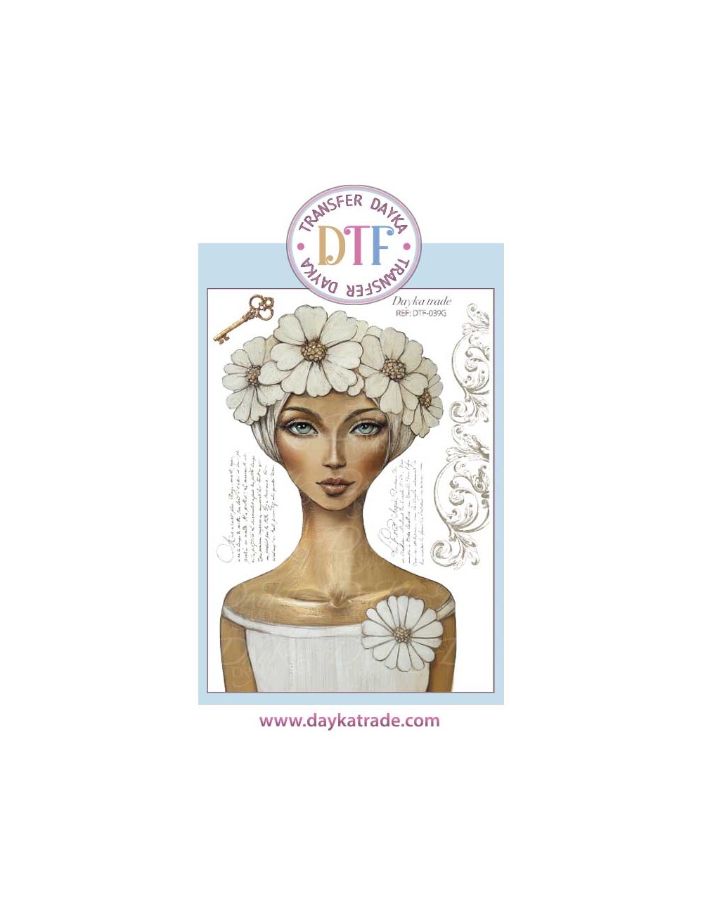 TRANSFERENCIA TEXTIL CHICA CON FLORES Y FILIGRANAS