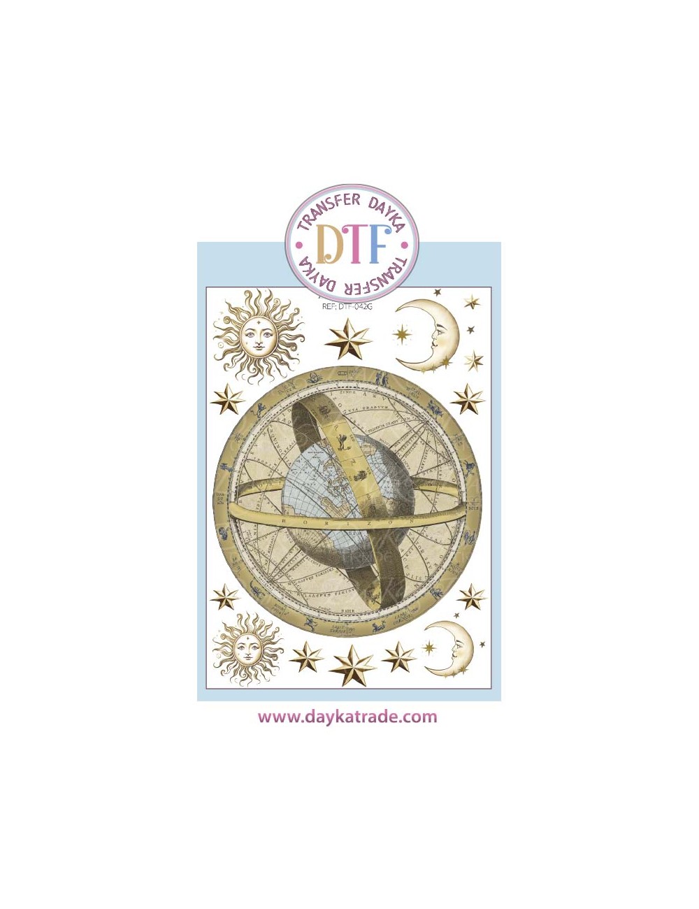  Transferencia textil con planetas, sol y luna