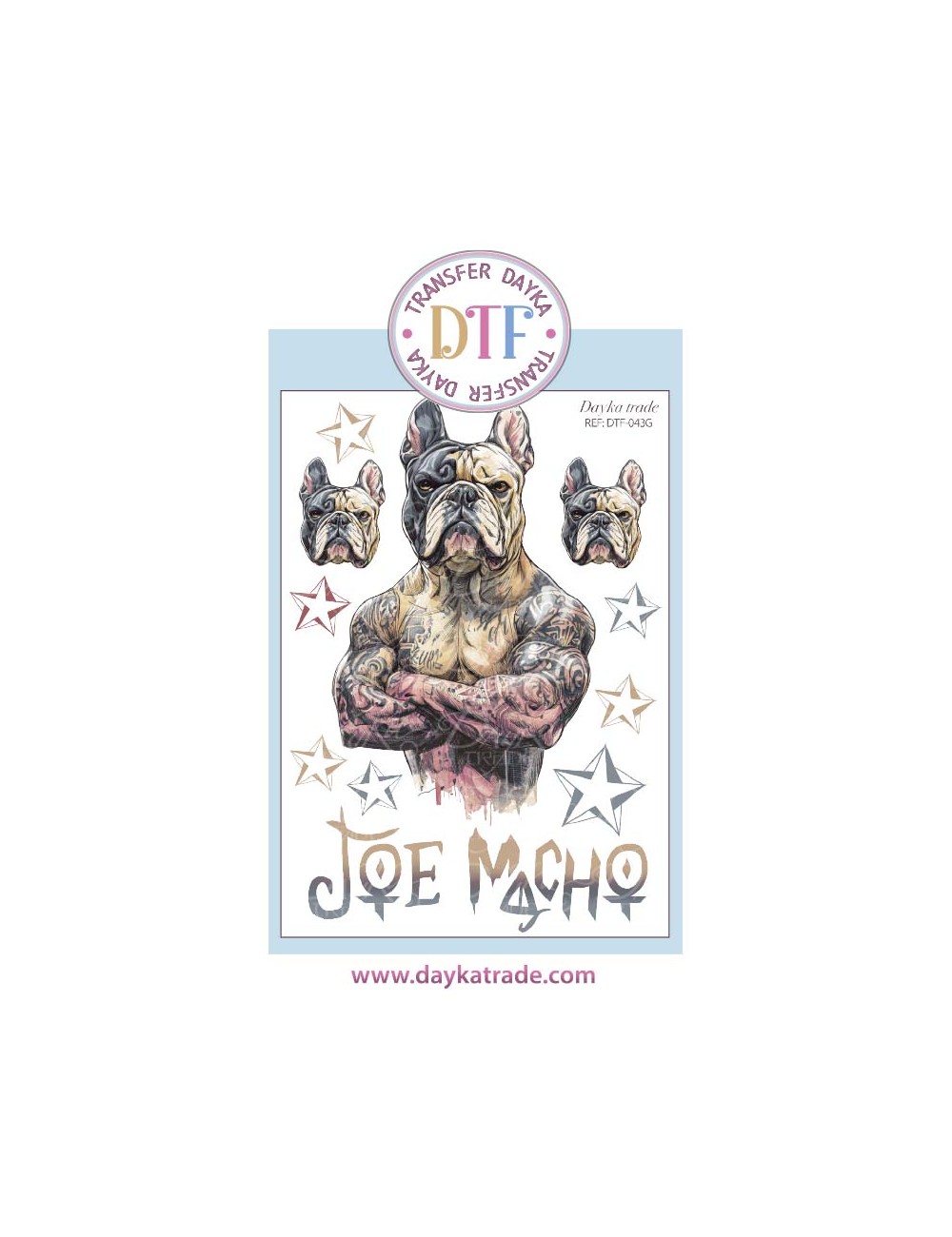  Transferencia textil con bulldog "joe macho"