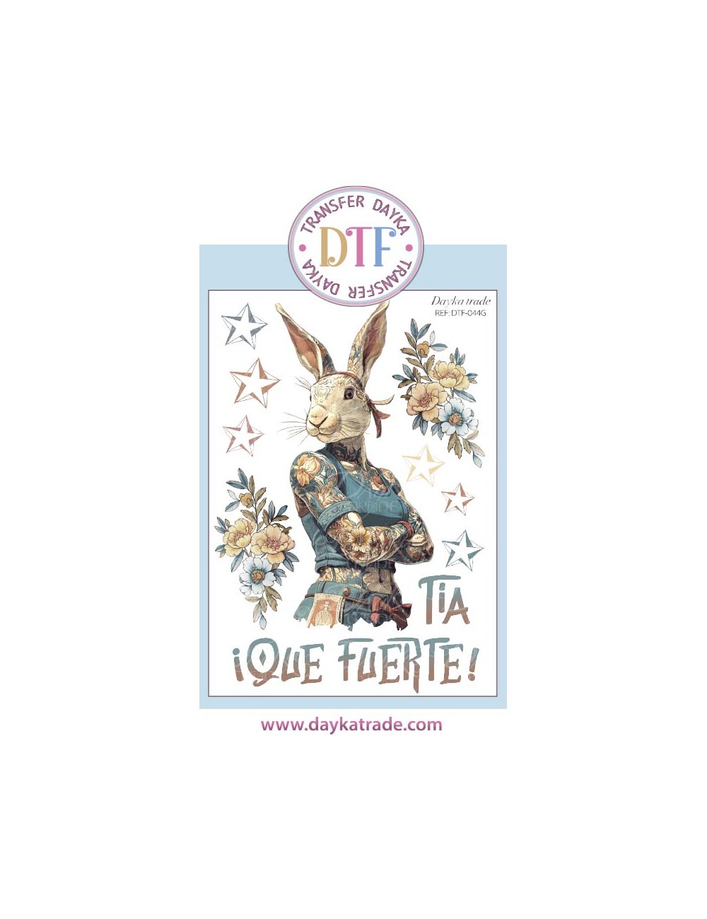  Transferencia textil con conejita "tia que fuerte"