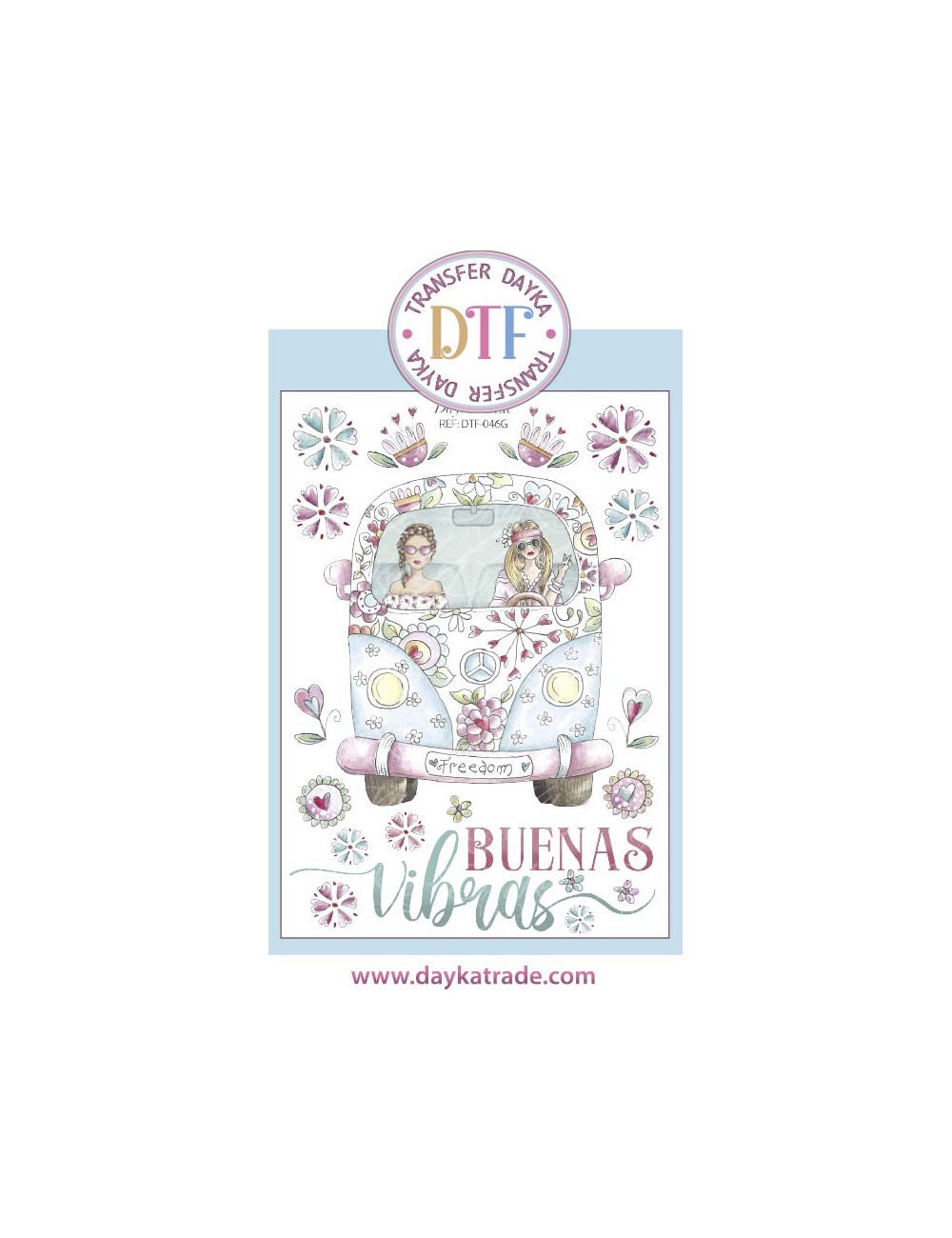  Transferencia textil con chicas furgoneta "buenas vibras"