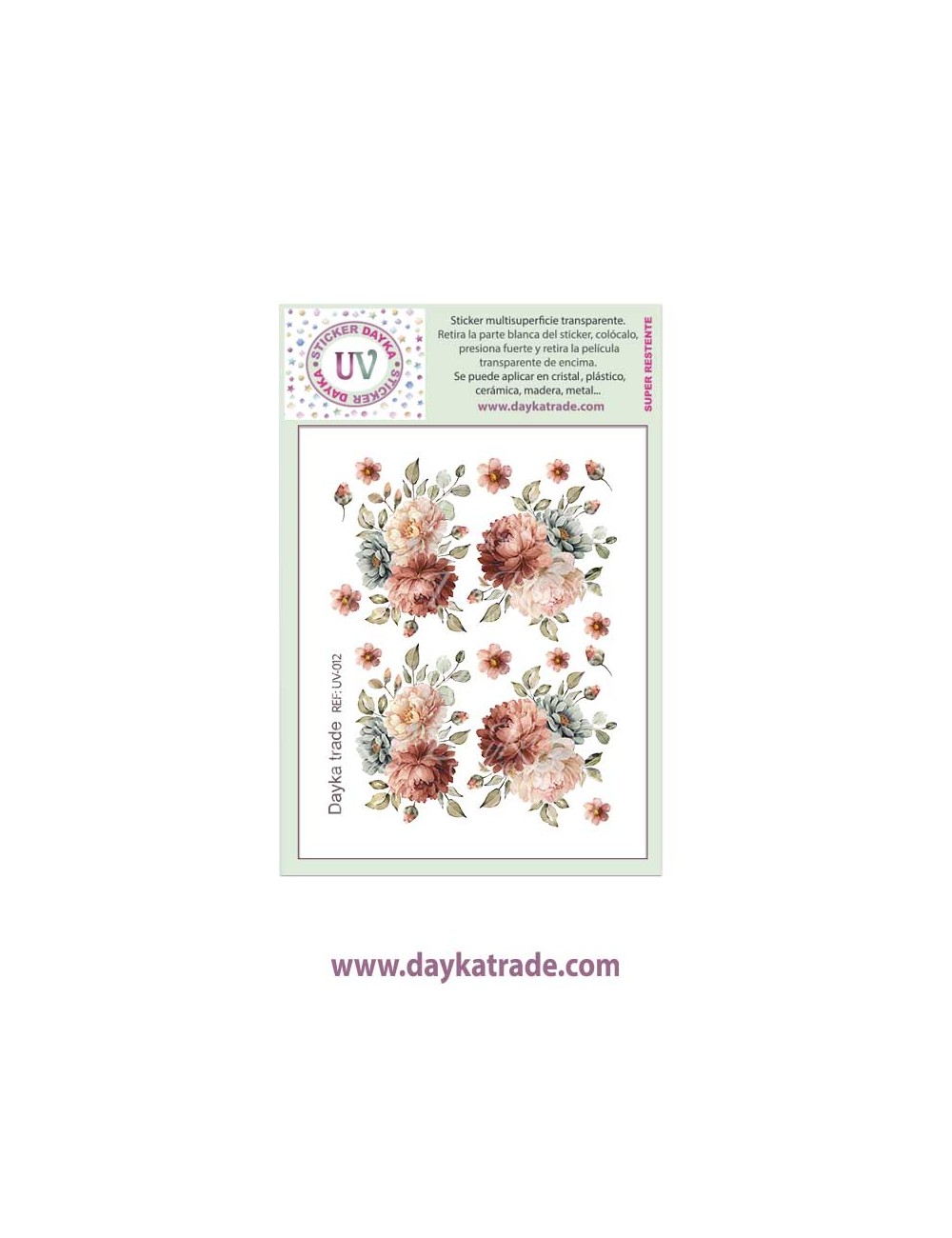UV Sticker transparente de flores