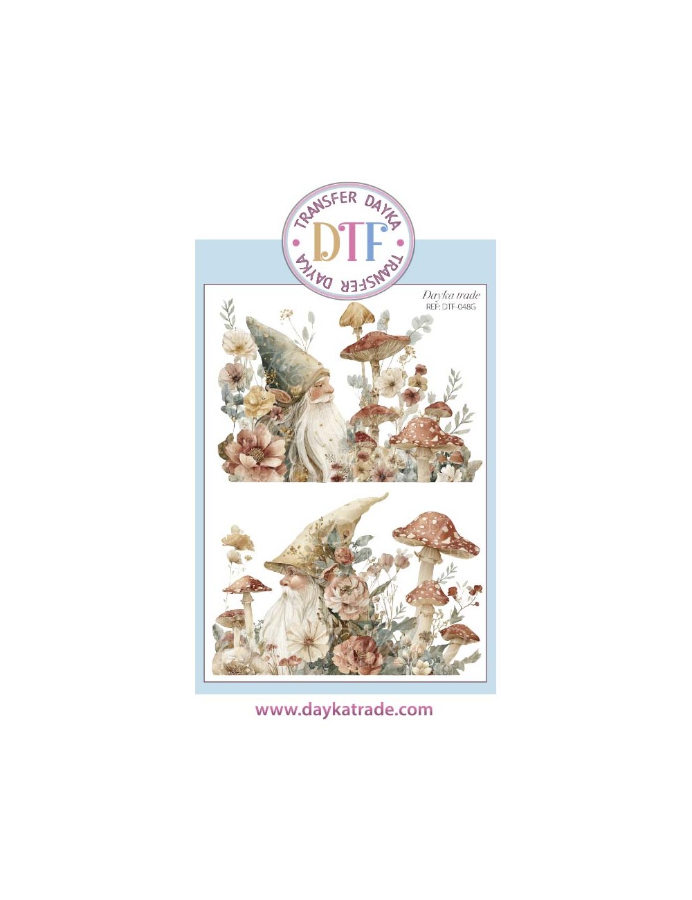  Transferencia textil de duendes, flores y setas